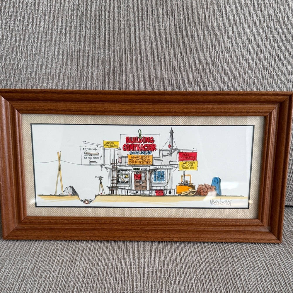 Vintage Roger Masons Studio Framed Print Building Contractor
